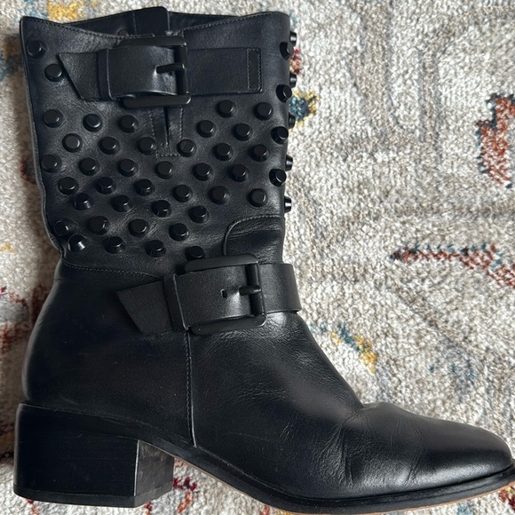 Michael Kors Bryan boots black leathered studded women’s size 5.5 - Picture 1 of 14